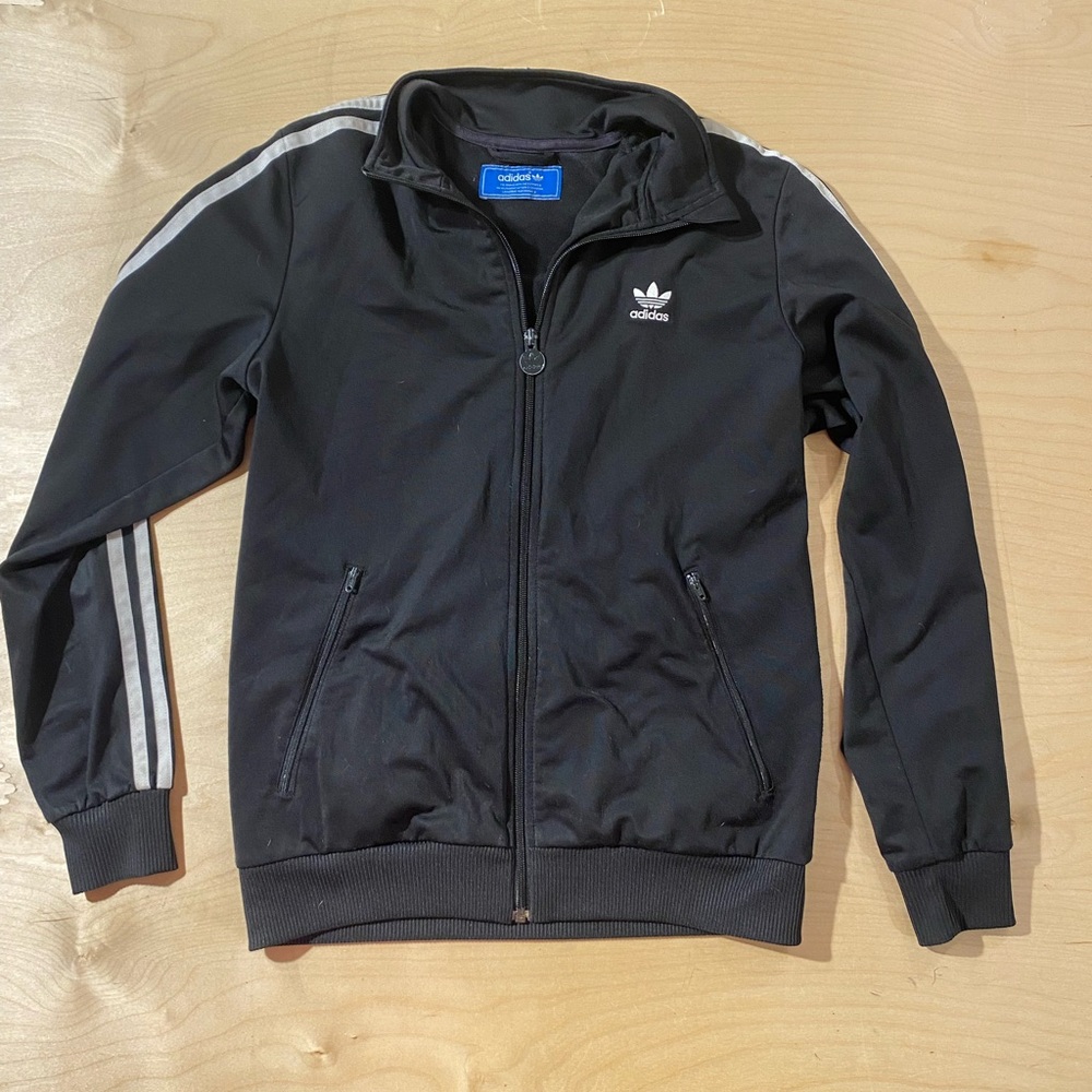 Adidas Black and Gray Track Jacket Small (JI)